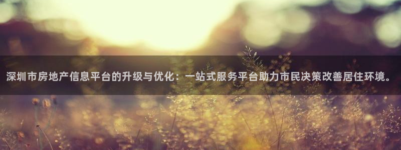 摩登7上7O667：深圳市房地产信息平台的升级与优化：一站式